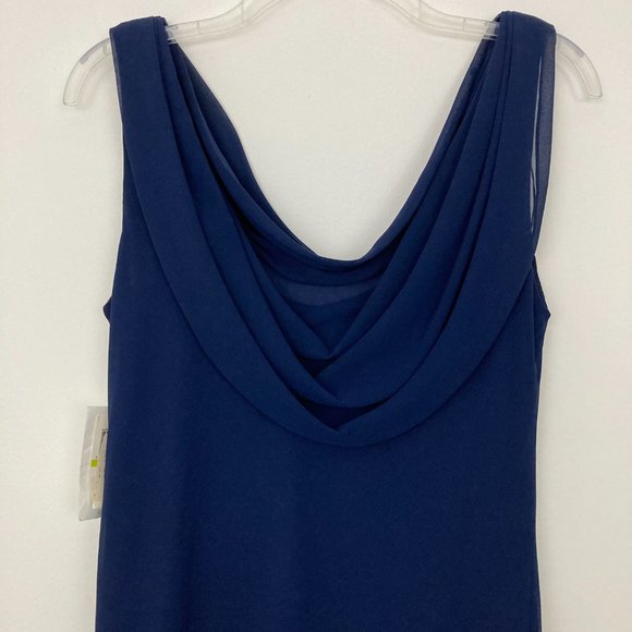 NWT Xscape by Joanna Chen Navy Embellished Gown Size 14 Beaded Sleeveless Dress - Picture 5 of 8